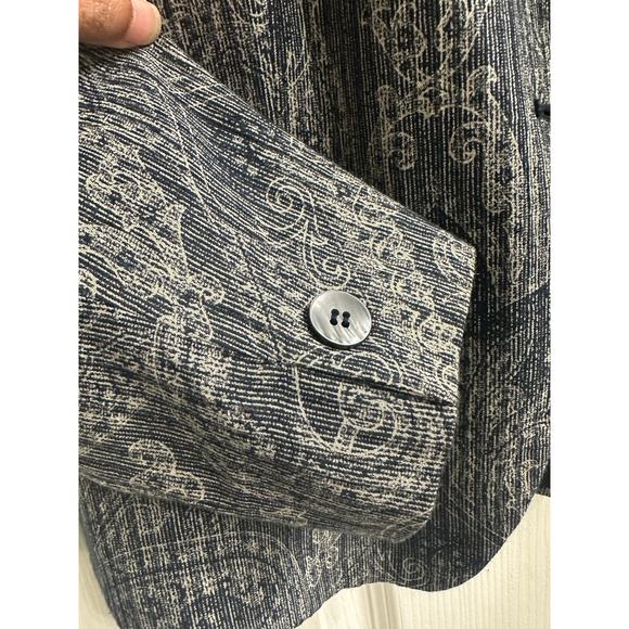 Vintage Jones New York Women’s Gray Paisley Print Buttoned Blazer Jacket Size 14 - Picture 5 of 11